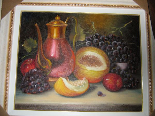 Quadro Pintado à Óleo-Natureza Morta 60x80