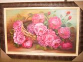 quadro cesto de Rosas com moldura 50x80