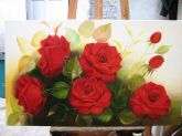 Quadro Decorativo Pintado à Óleo-Rosas Vermelhas 50x80