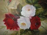 Quadro Decorativo Pintado´à Óleo-Rosas Verm e Bran 60x80